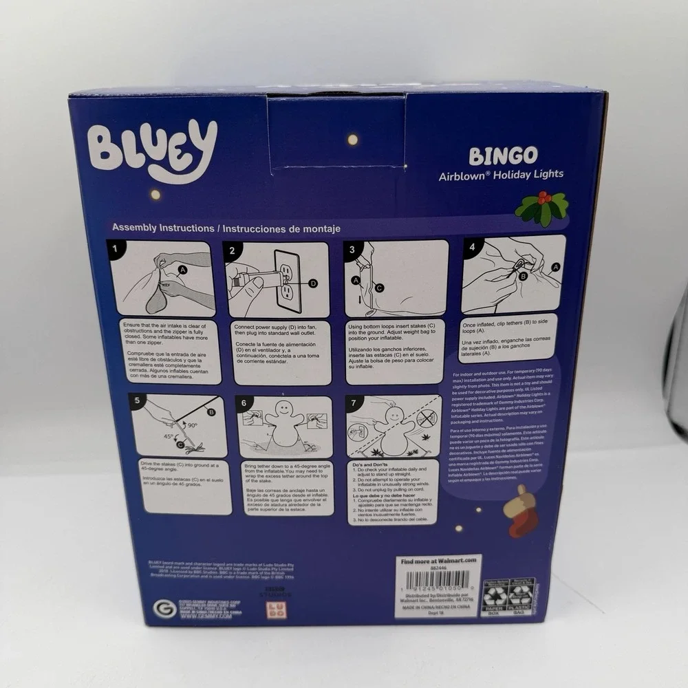 Gemmy Bingo Christmas Inflatable 5 FT Lighted Holiday Decor Outdoor/Indoor Bluey